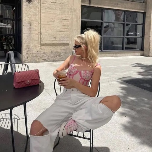 NWT Storets Vera Slash White denim Cutout Jeans baggy boyfriend oversized S M - Picture 4 of 15